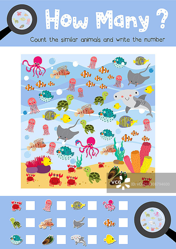 海洋动物计数图片素材