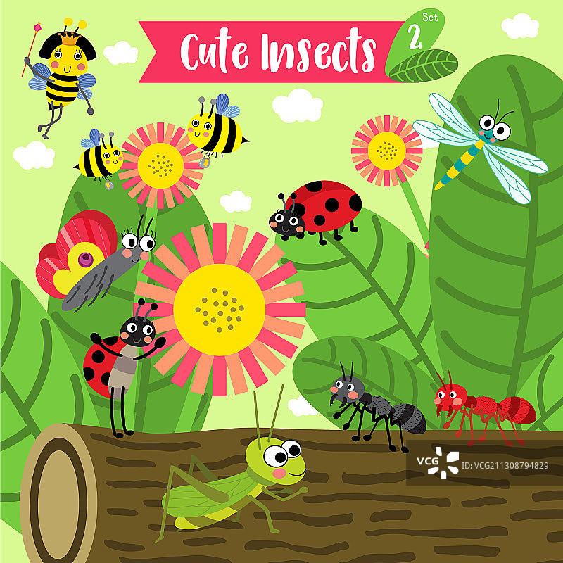 昆虫卡通动物套装2图片素材