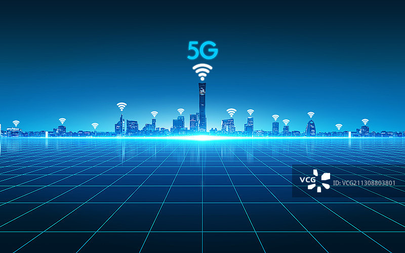 数字5G网络城市建设图片素材