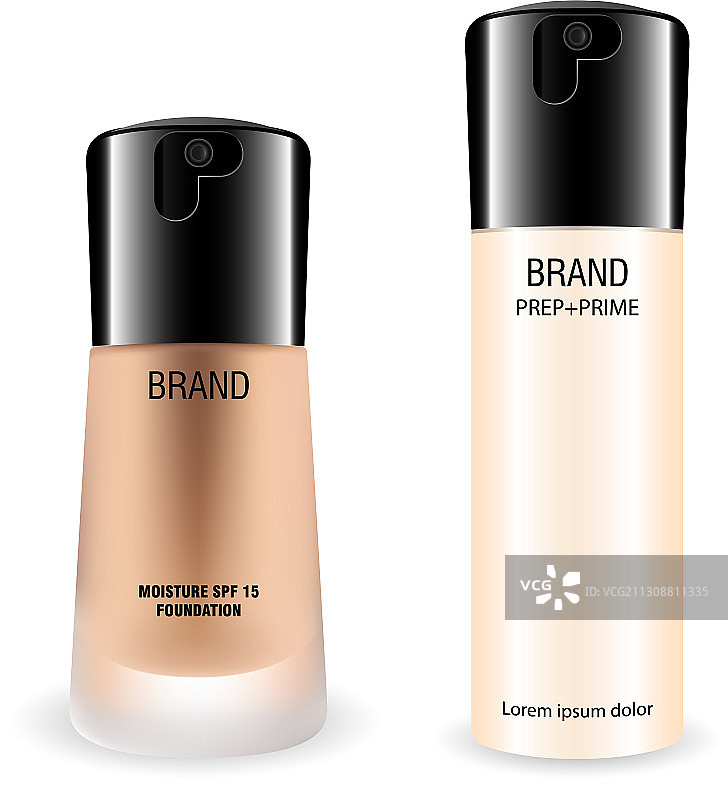 粉底化妆品瓶套装3D图片素材