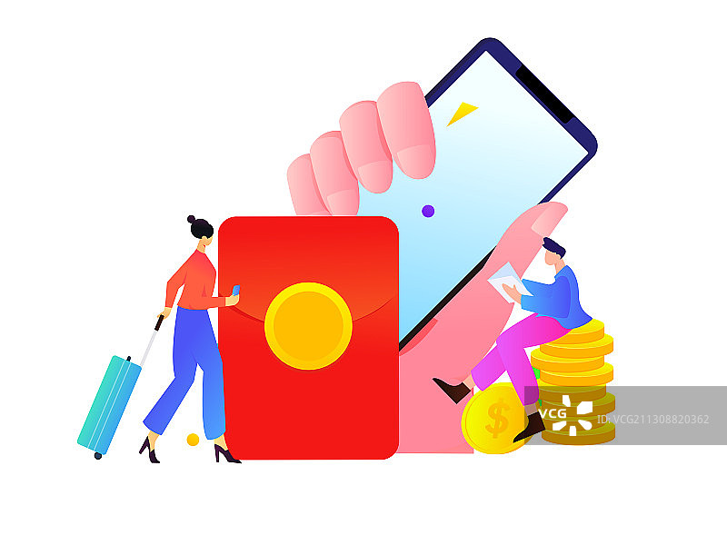 邀请好友获得红包礼物活动背景矢量卡通插画图片素材