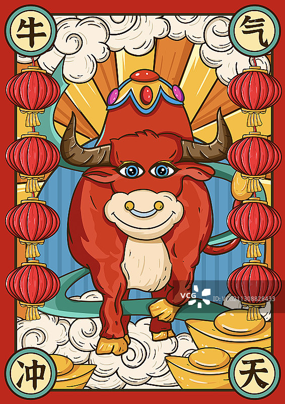 国潮风格牛年海报图片素材