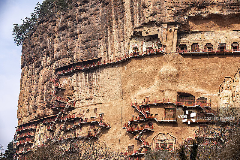麦积山栈道图片素材