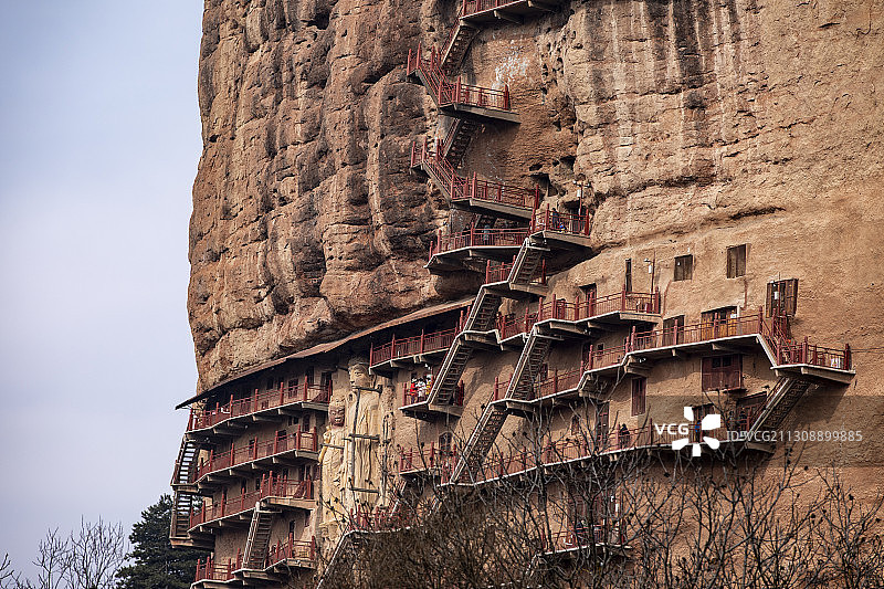 麦积山栈道图片素材