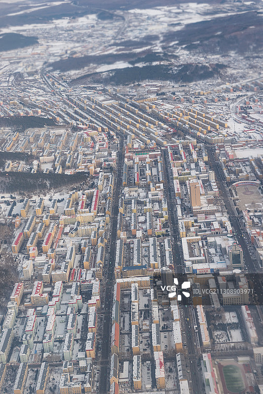 航拍大兴安岭 加格达奇 漠河 航拍东北雪景图片素材