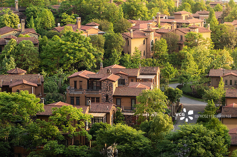 日光下的别墅区图片素材