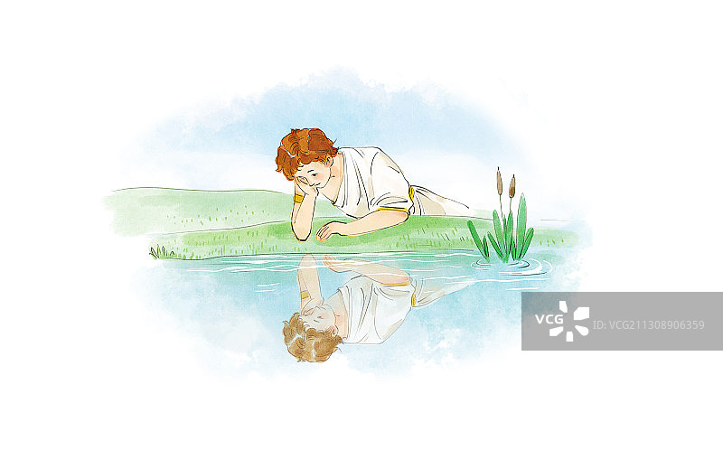 水仙花的传说插画图片素材