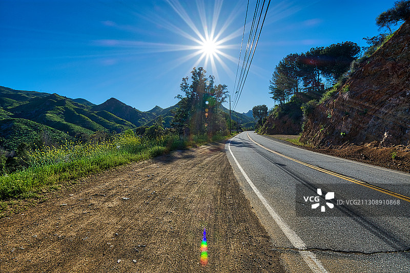 美国马里布溪州立公园道路天空景色图片素材