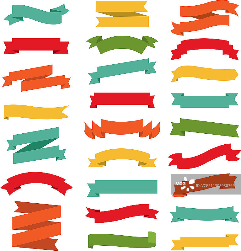 彩色丝带套装白色背景图片素材