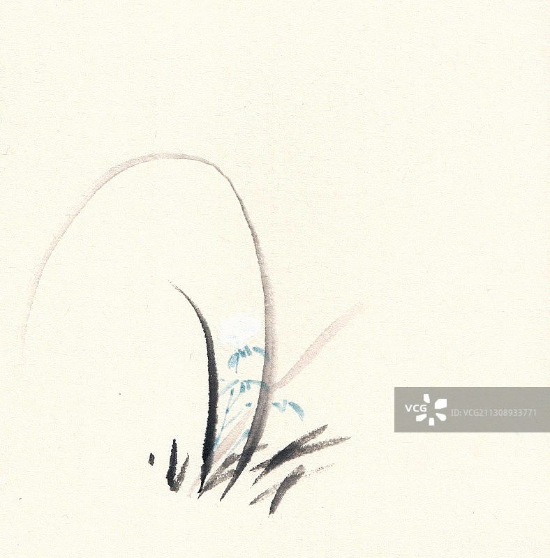 水墨插画兰草图片素材