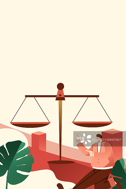 卡通手绘世界人权日天秤公平插画图片素材