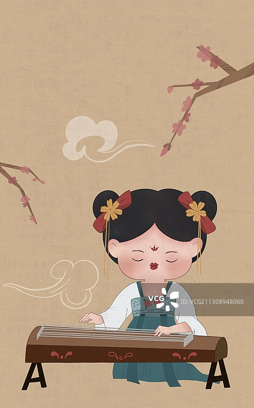 古筝女孩图片素材