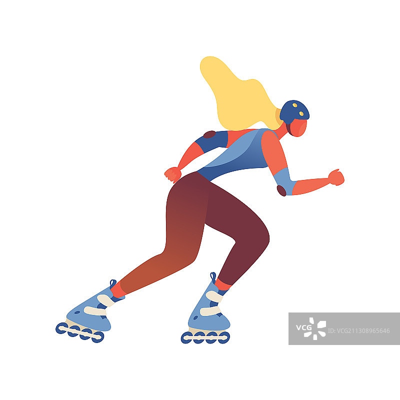 在白色背景上玩滑轮的年轻女孩图片素材