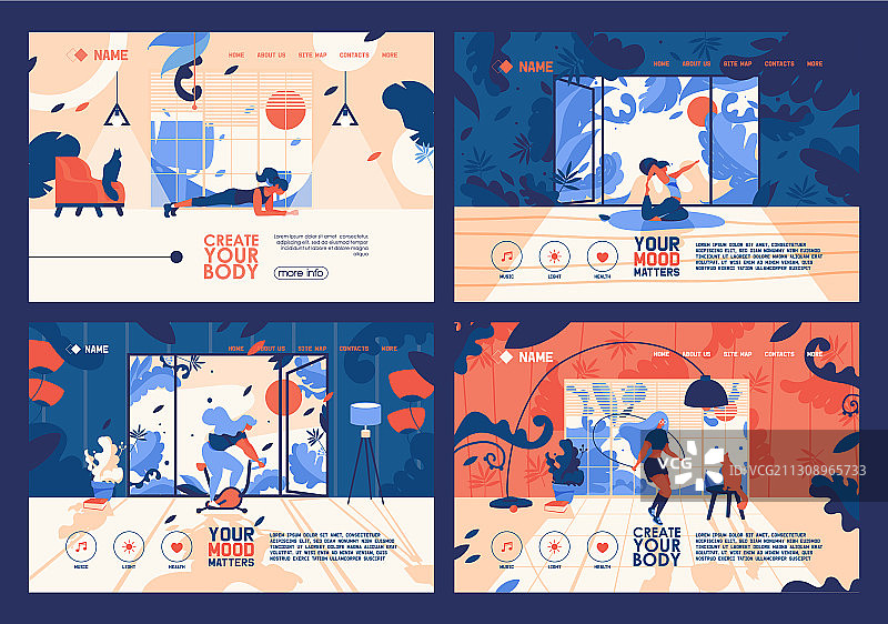 年轻女性训练banner合集图片素材