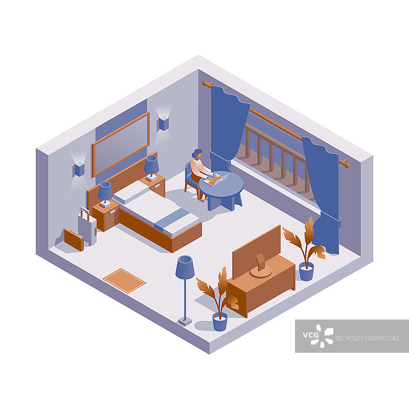 2.5D酒店房间号码概念场景图片素材