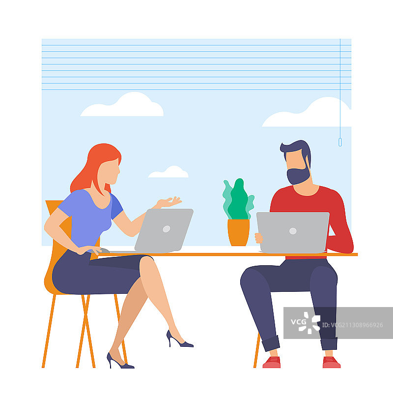 年轻男女正在外包工作图片素材