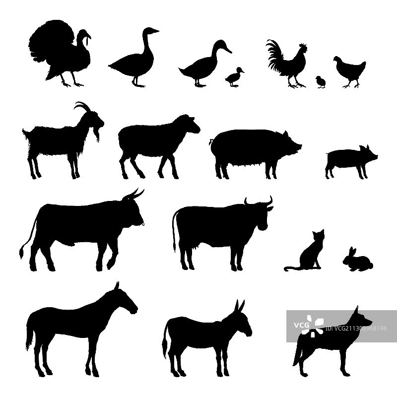 农场动物剪影合集素材图片素材