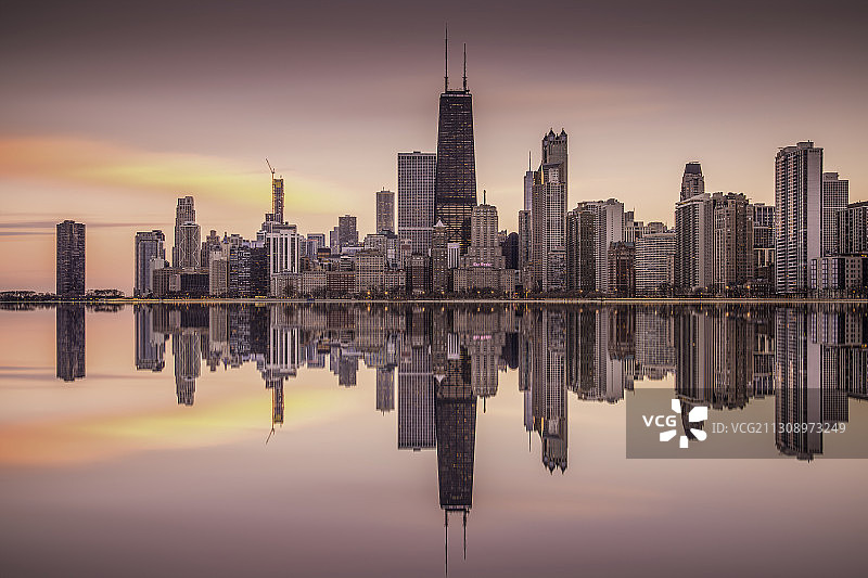 上海、芝加哥、伊利诺伊州和美国的天际线图片素材