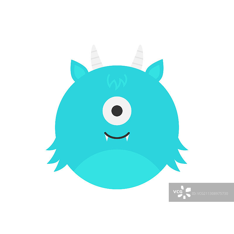 可爱的怪物圆形图形图标蓝色独眼图片素材