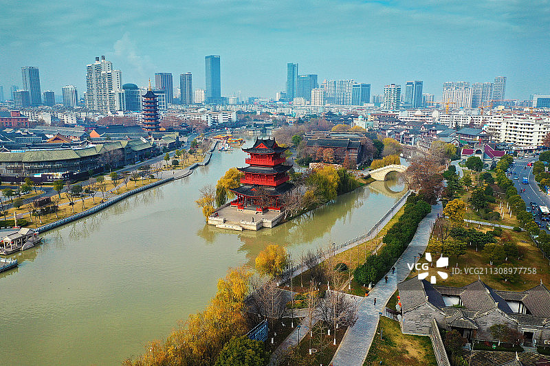 里运河文化长廊秋色+江苏省淮安市清江浦区里运河文化长廊图片素材