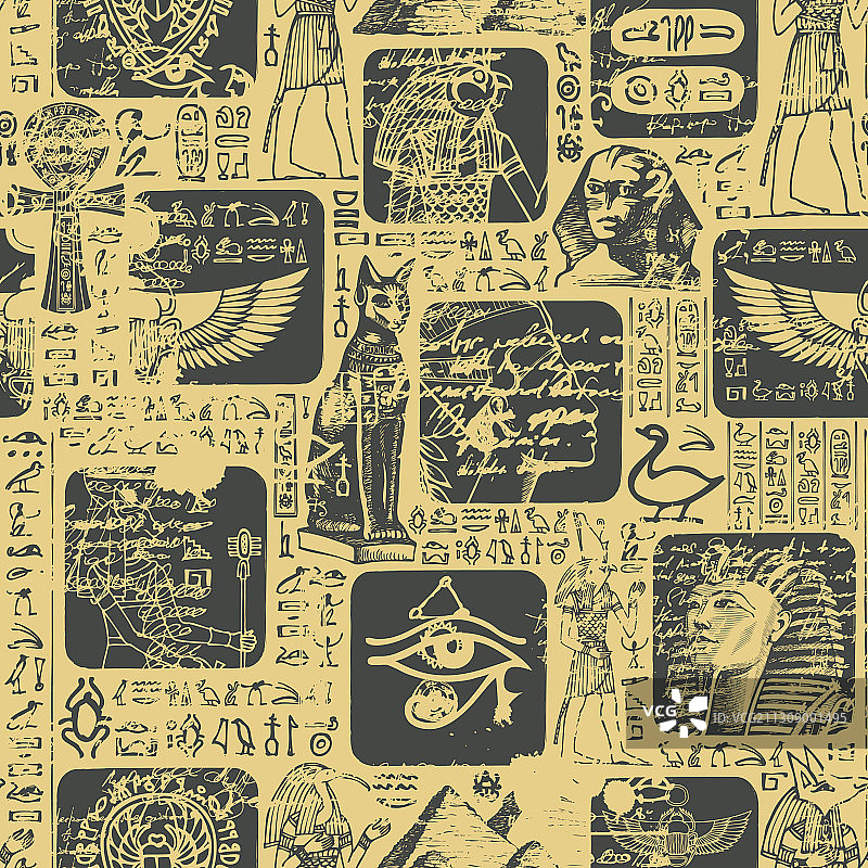 古埃及主题无缝图案图片素材