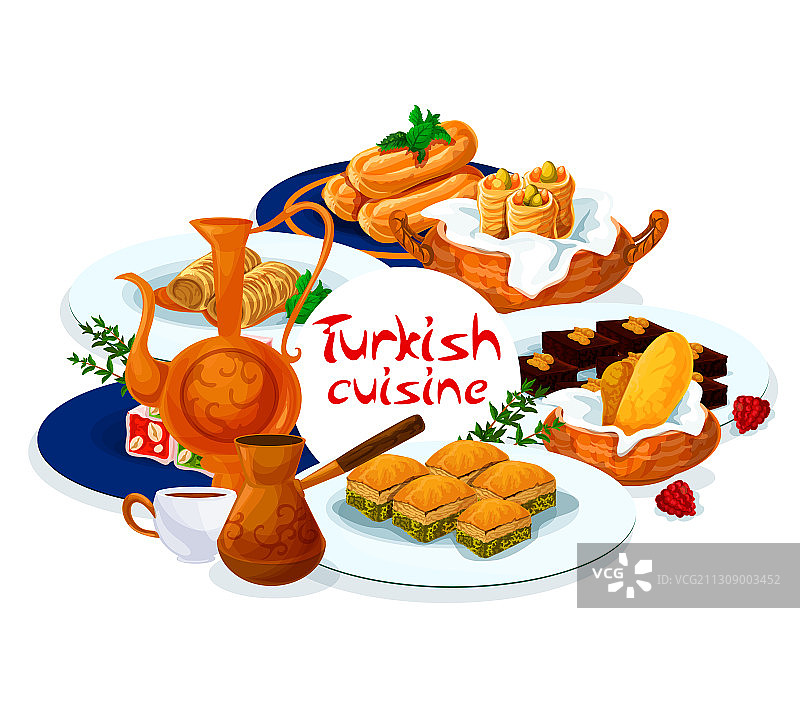 土耳其糕点甜点土耳其美食菜单图片素材