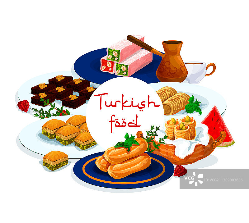 土耳其美食糕点甜点果仁蜜饼土耳其软糖图片素材