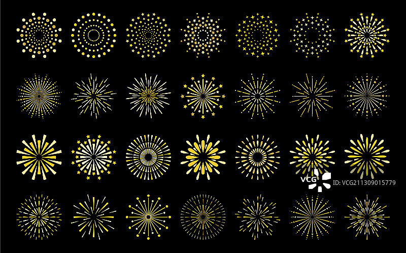 星星形状的金色烟花爆炸图案图片素材