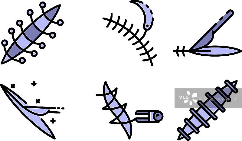 缝合线图标扁平化设计图片素材