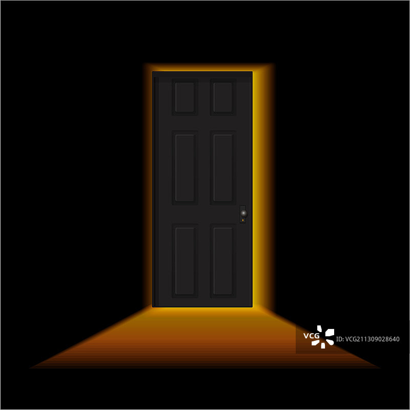 黑暗房间里的一扇虚掩的门，门外有光图片素材