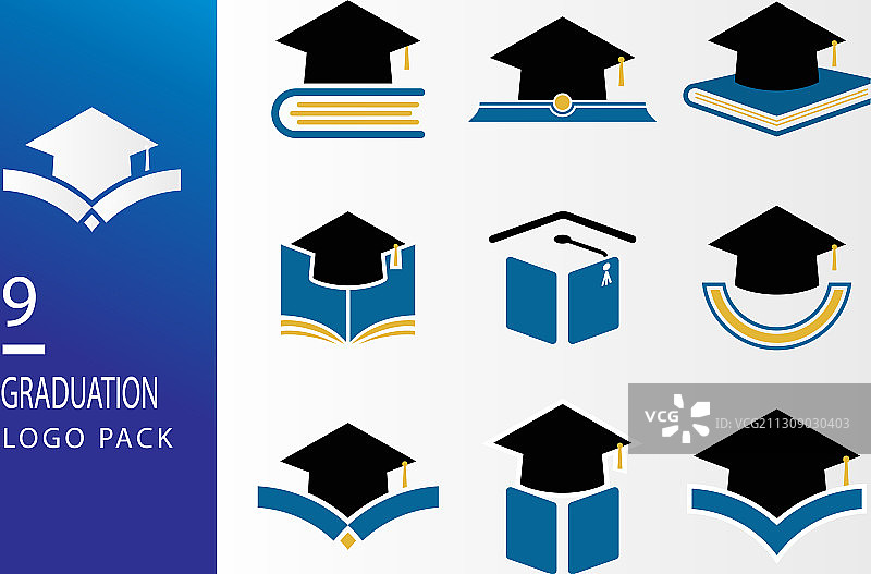 毕业帽书籍扁平化设计教育素材图片素材