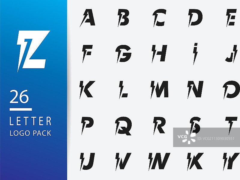 字母设计闪电力量符号图片素材