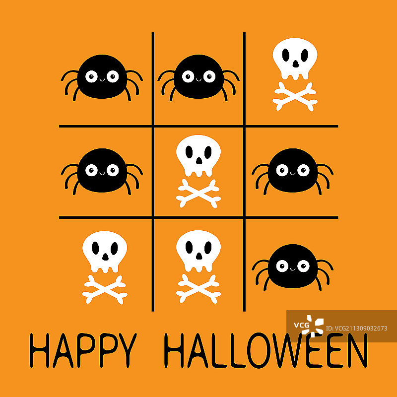 万圣节快乐：蜘蛛主题井字游戏图片素材
