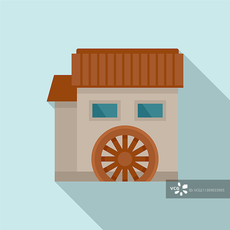 水磨坊房屋图标扁平风格图片素材