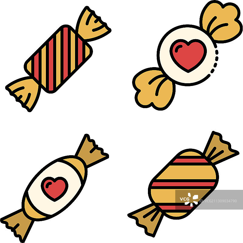 太妃糖图标扁平化设计图片素材