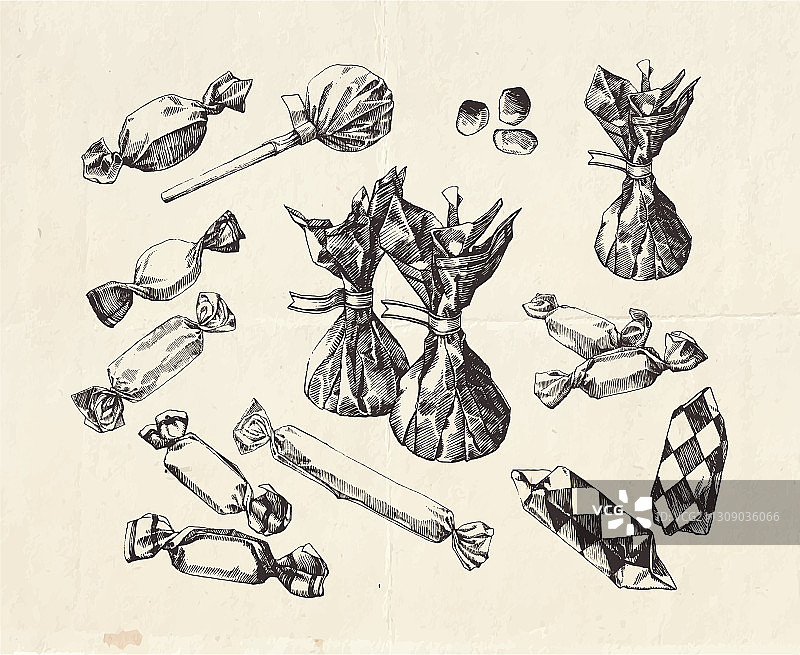 手绘复古糖果图片素材