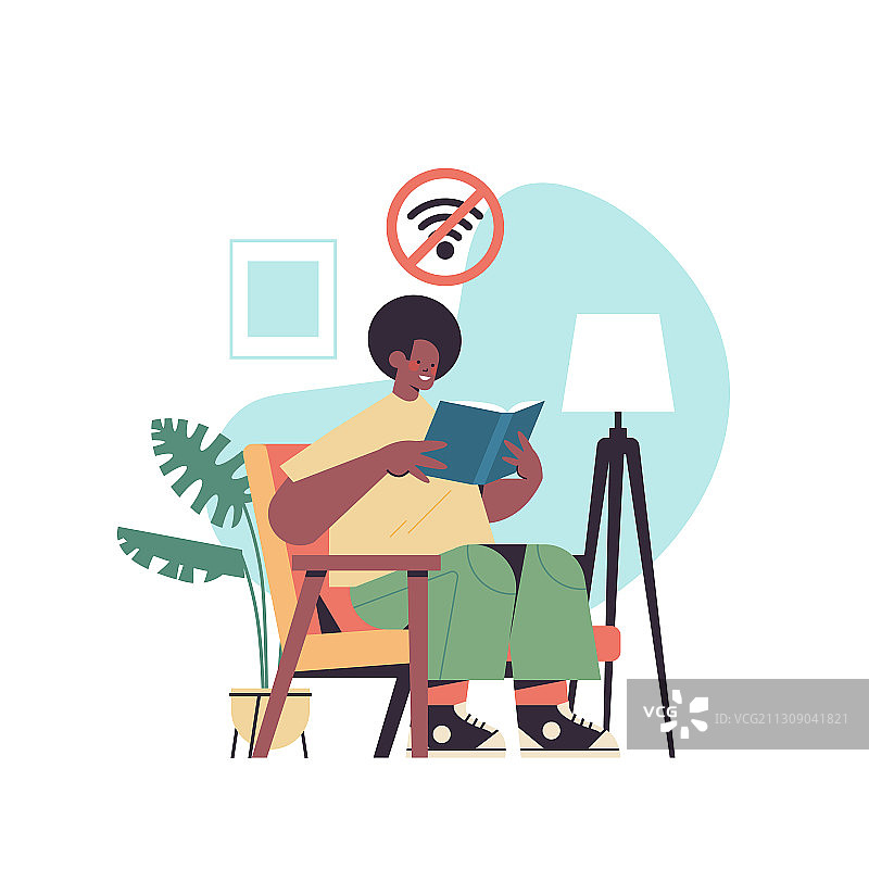 男人读书，数字排毒离线活动图片素材