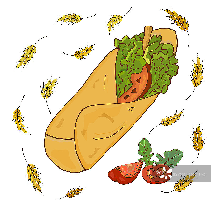 番茄土豆皮塔饼沙拉图片素材