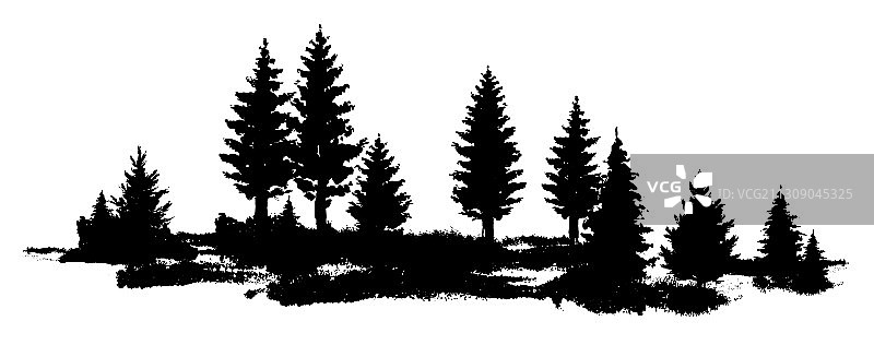 森林剪影风景组合图片素材