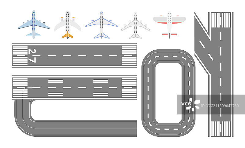 机场跑道和飞机类型图片素材