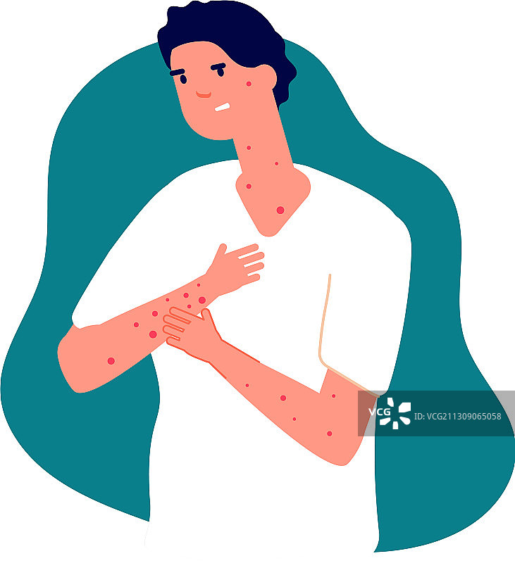 男子因季节性过敏抓挠皮肤图片素材