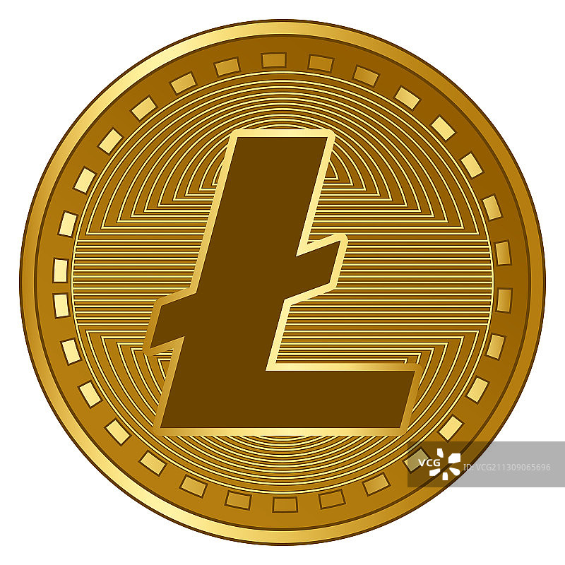 金色未来感莱特币加密货币硬币图片素材
