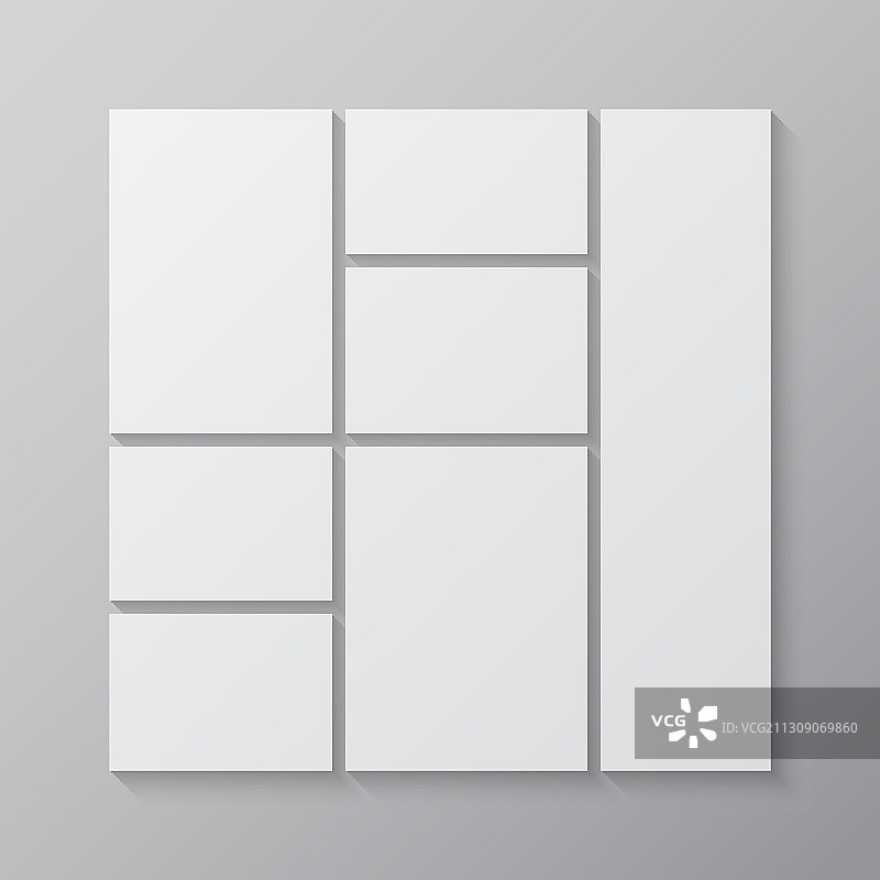 七张图像照片的空白拼贴板图片素材