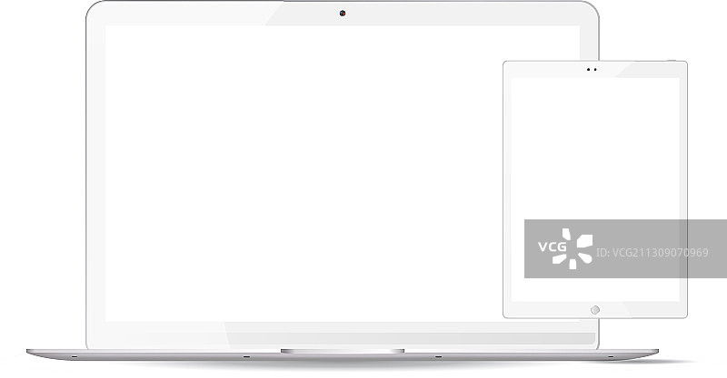 白色笔记本电脑平板电脑PC模型移动设备图片素材