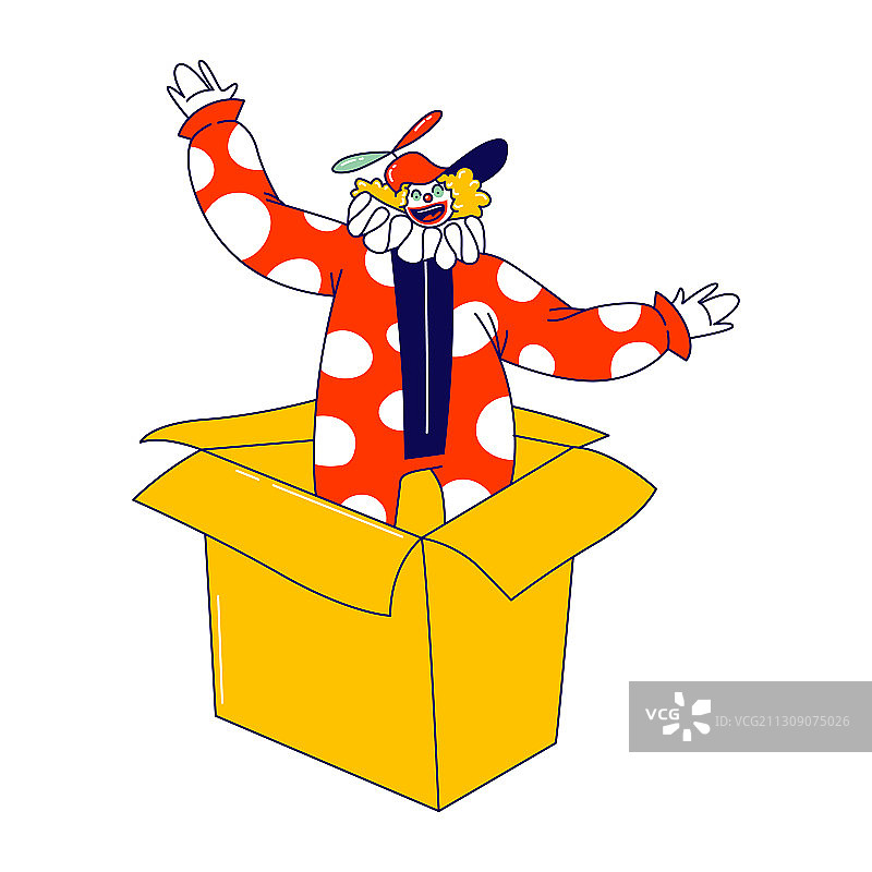 从小纸箱里跳出的小丑图片素材