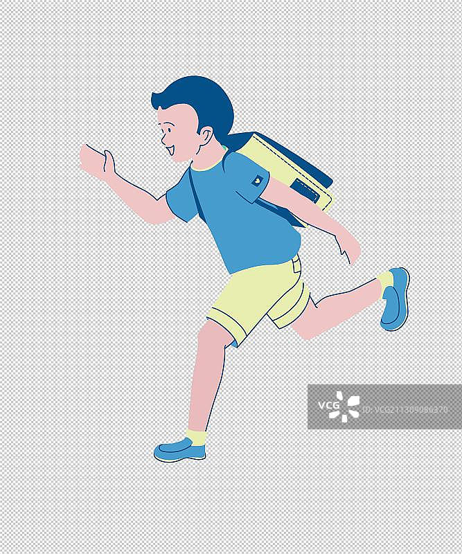 背书包小男孩跑步图片素材