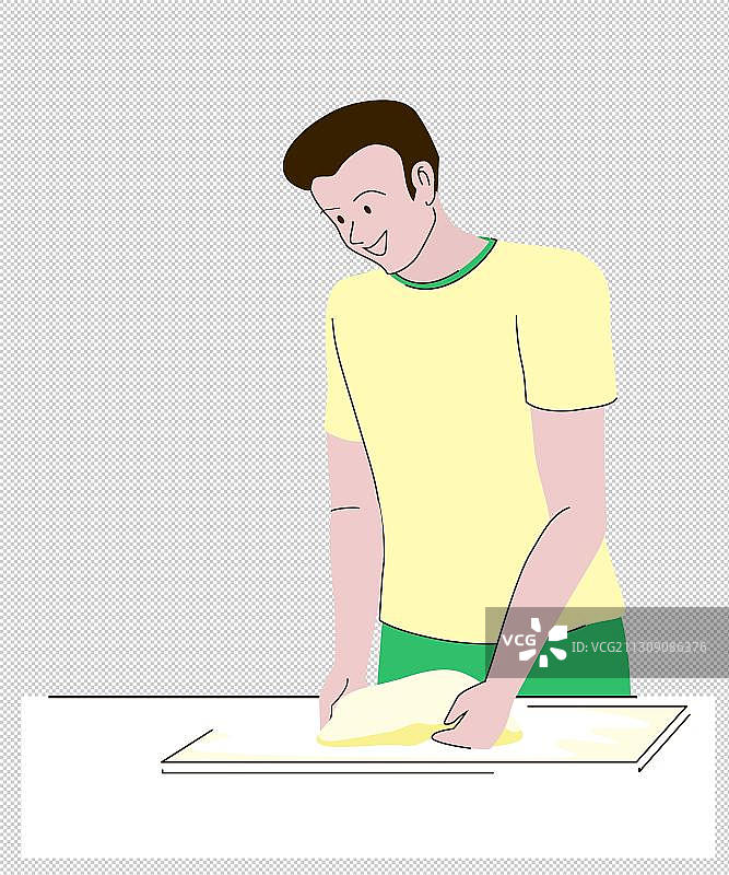 年轻男子揉面图片素材