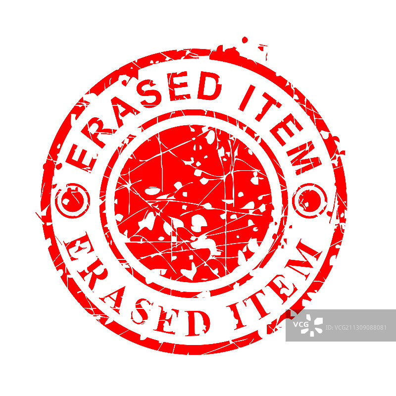 简洁圆形红色已擦除橡胶印章图片素材