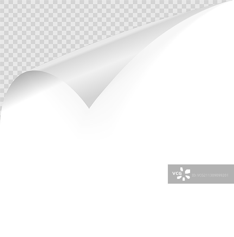 逼真的透明背景卷曲纸张图片素材