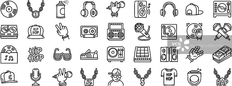 嘻哈图标轮廓样式图片素材